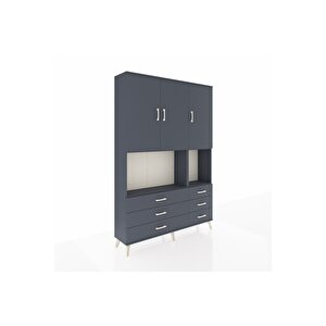 Arges Gardrop 6 Raflı 6 Çekmeceli 3 Kapaklı 132x30x195 Antrasit-antrasit