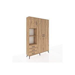 Arges Gardrop 6 Raflı 3 Çekmeceli Tek Askılı 132x30x195 Çam-çam