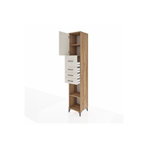 Hyperion Dolap 3 Raflı 4 Çekmeceli Tek Kapaklı 44x44x243 Çam-aytaşı
