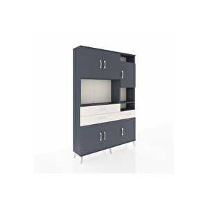 Arges Dolap 10 Raflı 3 Çekmeceli 6 Kapaklı 132x30x195 Antrasit-antrasit/aytaşı