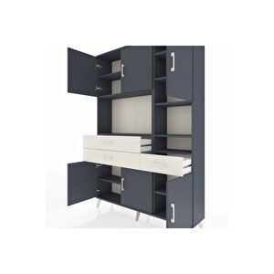 Arges Dolap 10 Raflı 3 Çekmeceli 6 Kapaklı 132x30x195 Antrasit-antrasit/aytaşı