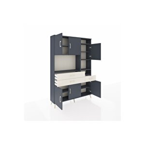 Arges Dolap 10 Raflı 3 Çekmeceli 6 Kapaklı 132x30x195 Antrasit-antrasit/aytaşı