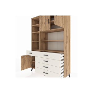 Hyperion Dolap 9 Raflı 5 Çekmeceli 3 Kapaklı 132x44x195 Çam-çam/aytaşı