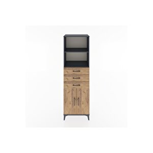 Hyperion Dolap 3 Raflı 3 Çekmeceli 2 Kapaklı 60x44x195 Antrasit-çam