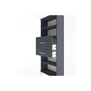 Arges Dolap 3 Raflı 2 Çekmeceli 60x30x163 Antrasit-antrasit