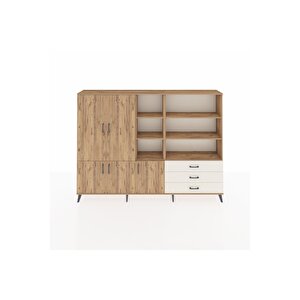Arges Dolap 11 Raflı 3 Çekmeceli 5 Kapaklı 220x30x163 Çam-çam/aytaşı