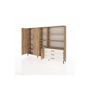 Arges Dolap 11 Raflı 3 Çekmeceli 5 Kapaklı 220x30x163 Çam-çam/aytaşı