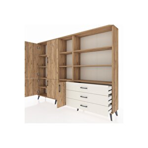 Arges Dolap 11 Raflı 3 Çekmeceli 5 Kapaklı 220x30x163 Çam-çam/aytaşı