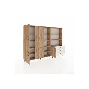 Arges Dolap 11 Raflı 3 Çekmeceli 5 Kapaklı 220x30x163 Çam-çam/aytaşı