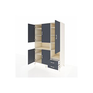 Kronos Dolap 10 Raflı 2 Çekmeceli 5 Kapaklı 132x59x195 Aytaşı-antrasit/antrasit