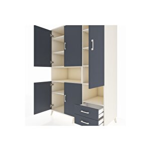 Kronos Dolap 10 Raflı 2 Çekmeceli 5 Kapaklı 132x59x195 Aytaşı-antrasit/antrasit