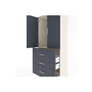 Hyperion Dolap Tek Raflı 3 Çekmeceli Tek Askılı 88x44x195 Aytaşı-antrasit