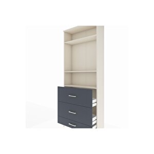 Arges Dolap 3 Raflı 3 Çekmeceli 88x30x221 Aytaşı-antrasit