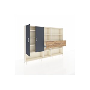 Arges Dolap 10 Raflı 2 Çekmeceli 2 Kapaklı 220x30x163 Aytaşı-antrasit/çam