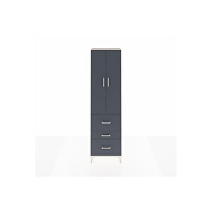 Arges Dolap 3 Raflı 3 Çekmeceli 2 Kapaklı 60x30x221 Aytaşı-antrasit