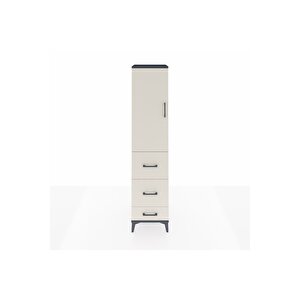 Hyperion Dolap 3 Raflı 3 Çekmeceli Tek Kapaklı 44x44x195 Antrasit-aytaşı