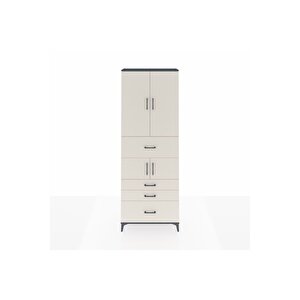 Arges Dolap 4 Raflı 4 Çekmeceli 4 Kapaklı 88x30x243 Antrasit-aytaşı