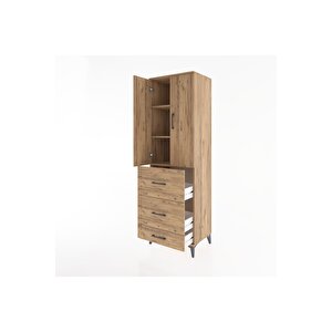 Hyperion Dolap 3 Raflı 3 Çekmeceli 2 Kapaklı 60x44x195 Çam-çam