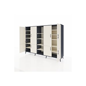 Hyperion Dolap 14 Raflı 8 Kapaklı 220x44x163 Antrasit-aytaşı