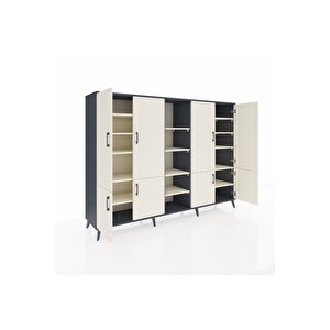 Hyperion Dolap 14 Raflı 8 Kapaklı 220x44x163 Antrasit-aytaşı