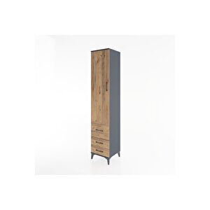 Hyperion Dolap 2 Raflı 3 Çekmeceli Tek Askılı 44x44x221 Antrasit-çam