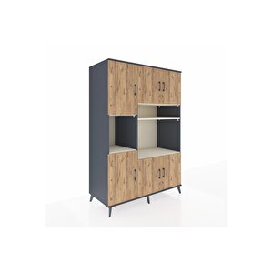 Kronos Dolap 9 Raflı 6 Kapaklı 132x59x195 Antrasit-çam/aytaşı