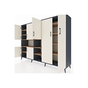 Hyperion Dolap 13 Raflı 7 Kapaklı 220x44x163 Antrasit-aytaşı/çam