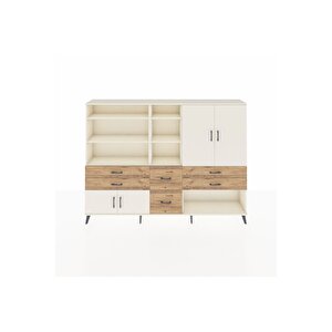 Arges Dolap 10 Raflı 6 Çekmeceli 4 Kapaklı 220x30x163 Aytaşı-aytaşı/çam
