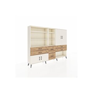 Arges Dolap 10 Raflı 6 Çekmeceli 4 Kapaklı 220x30x163 Aytaşı-aytaşı/çam