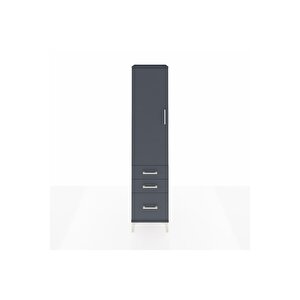 Hyperion Dolap 2 Raflı 3 Çekmeceli Tek Askılı 44x44x195 Antrasit-antrasit
