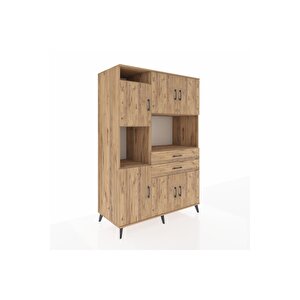 Kronos Dolap 8 Raflı 2 Çekmeceli 6 Kapaklı 132x59x195 Çam-çam/çam