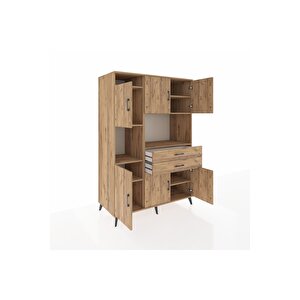 Kronos Dolap 8 Raflı 2 Çekmeceli 6 Kapaklı 132x59x195 Çam-çam/çam