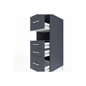 Kronos Dolap Tek Raflı 4 Çekmeceli 44x59x134 Antrasit-antrasit