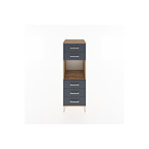 Hyperion Dolap Tek Raflı 5 Çekmeceli 44x44x134 Çam-antrasit