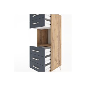 Hyperion Dolap Tek Raflı 5 Çekmeceli 44x44x134 Çam-antrasit