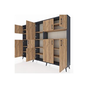 Arges Dolap 14 Raflı 10 Kapaklı 220x30x163 Antrasit-çam