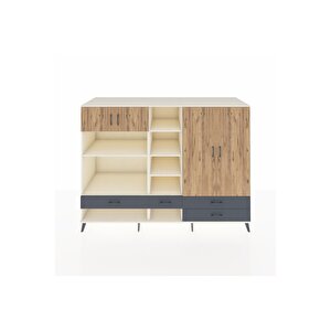 Kronos Dolap 12 Raflı 4 Çekmeceli 4 Kapaklı 220x59x163 Aytaşı-çam/antrasit