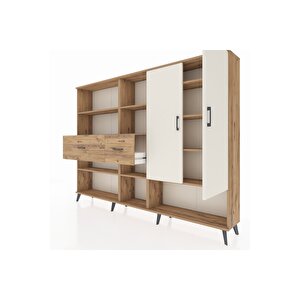 Arges Dolap 10 Raflı 2 Çekmeceli 2 Kapaklı 220x30x163 Çam-aytaşı/çam