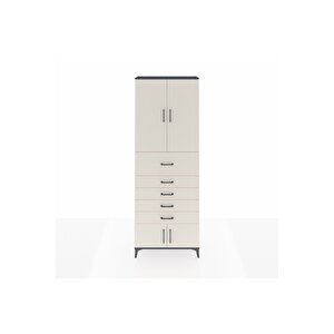 Arges Dolap 3 Raflı 5 Çekmeceli 4 Kapaklı 88x30x243 Antrasit-aytaşı