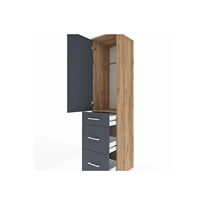 Hyperion Dolap Tek Raflı 3 Çekmeceli Tek Askılı 44x44x195 Çam-antrasit