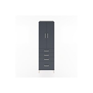 Hyperion Dolap 3 Raflı 4 Çekmeceli 2 Kapaklı 60x44x195 Antrasit-antrasit