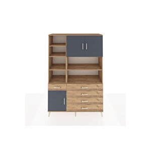 Hyperion Dolap 9 Raflı 5 Çekmeceli 3 Kapaklı 132x44x195 Çam-antrasit/çam