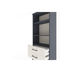 Arges Dolap 3 Raflı 2 Çekmeceli 60x30x134 Antrasit-aytaşı