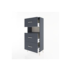 Hyperion Dolap Tek Raflı 3 Çekmeceli 60x44x134 Antrasit-antrasit
