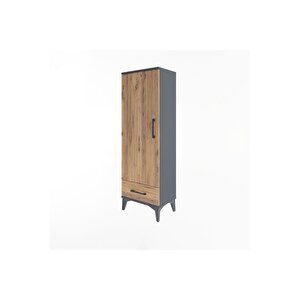 Arges Dolap Tek Raflı Tek Çekmeceli Tek Askılı 44x30x134 Antrasit-çam