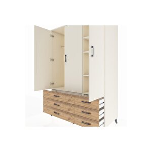 Kronos Dolap 5 Raflı 6 Çekmeceli Tek Askılı 132x59x195 Aytaşı-aytaşı/çam