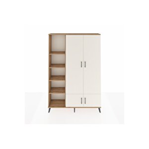 Arges Dolap 6 Raflı 4 Kapaklı Tek Askılı 132x30x195 Çam-aytaşı/çam