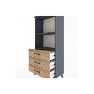 Hyperion Dolap 2 Raflı 3 Çekmeceli 60x44x134 Antrasit-çam
