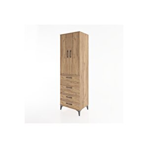 Hyperion Dolap 3 Raflı 4 Çekmeceli 2 Kapaklı 60x44x195 Çam-çam