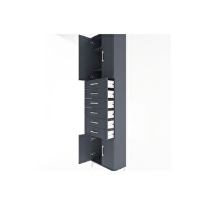 Arges Dolap 3 Raflı 6 Çekmeceli 4 Kapaklı 60x30x243 Antrasit-antrasit